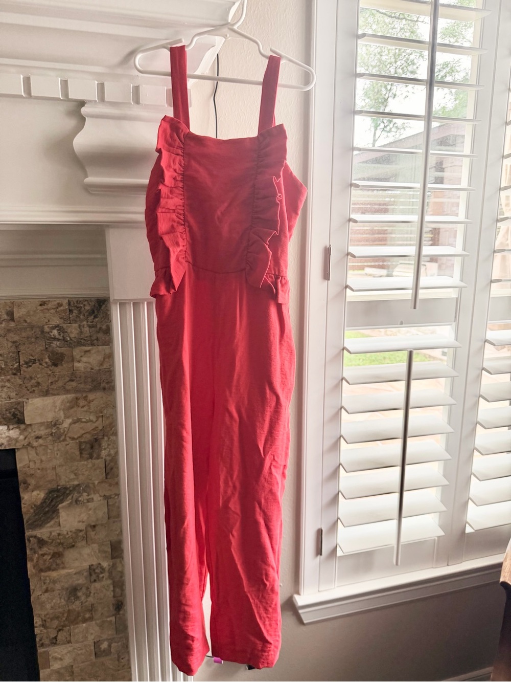 Zara Red Girls Ruffled One-Piece Jumpsuit